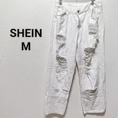 ❤早い者勝ち SHEIN ホワイト ダメージ 切替デニム 韓国 ストリート系 M