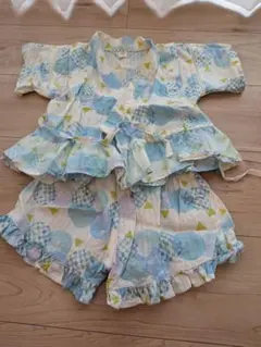 甚平 女の子 水色　100cm