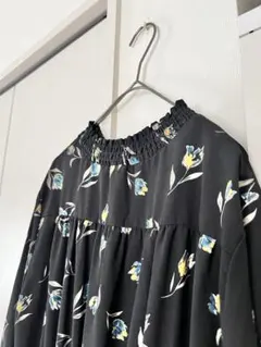 nico and…花柄 長袖 ロングワンピース 黒