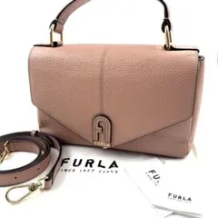 ほぼ新品✨現行✨フルラ　ダフネ　2way　ショルダーバッグ　シボ革　くすみピンク