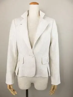 【値下げ】スキャパ　テーラードジャケット　２way衿　ベージュ　麻　絹　３８/M