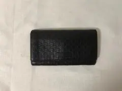 本物グッチGUCCI本革マイクロミニシマレザーGG柄二つ折り長財布サイフ札入れ黒