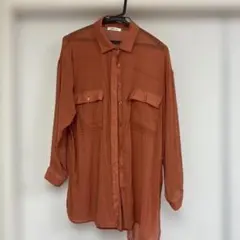 シアー長袖シャツ テラコッタ Mサイズのサムネイル