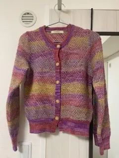 マルチカラーストライプニットカーディガン