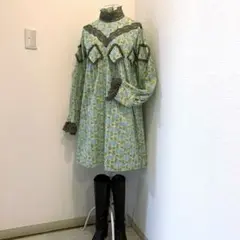 ANNA SUI アナスイ 爽やかグリーンとブルーのワンピース【極美品】