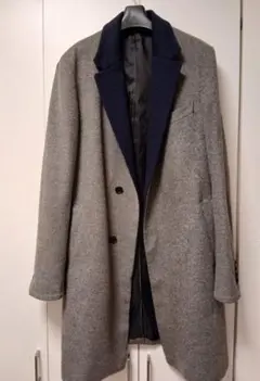 ダブルブレスト チェスターコート グレー/ネイビー