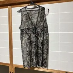 ロングベストジレM-Lポリエステルポリウレタン