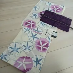 新品☆呉服屋♪高級綿絽！大人上品な朝顔　夏着物　浴衣３点セット