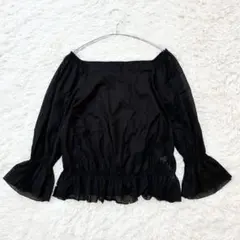 トゥモローランド ボールジィ スクエアネック ギャザーフリルブラウス ブラック