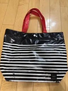 HEAD PORTER ボーダー柄 トートバッグ レッドハンドルのサムネイル