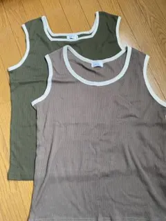 リブ編みノースリーブTシャツ2色セット