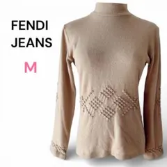 フェンディ ハイネックニット 42 キャメル 立体デザイン イタリア製