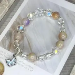 no.238 オレンジ　パープル　シルバーブレスレット