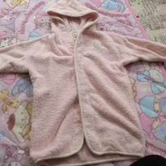 オーガニックコットン フード付きバスローブ ピンク