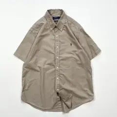 【美品】ポロラルフローレン ワンポイント刺繍ロゴ BD サファリシャツ　L 現行