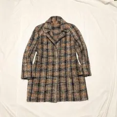 【MISSONI】90sイタリア製モヘア混チェック柄ニットジャケット　ブラウン系のサムネイル