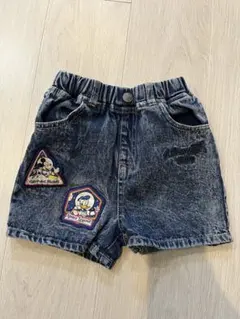 ミッキー・ドナルド刺繍デニムハーフパンツ