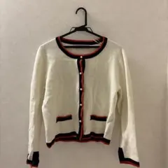 ZARA 長袖カーディガン ホワイト ボーダー