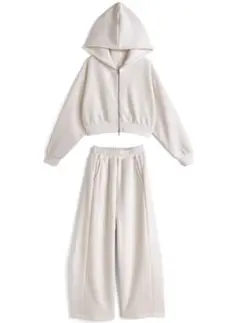 GRL ダブルジップパーカー×ワイドパンツ 裏起毛スウェットセットアップ