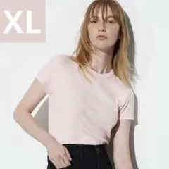ユニクロ　ソフトリブクルーネックT PINK XL