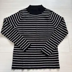 GLOBAL WORK タートルネックセーター Lサイズ　 黒　白　ボーダー