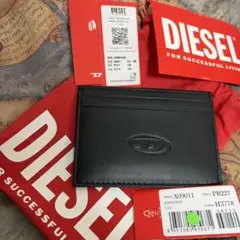 DIESEL JOHNATHAN カードケース 本革 ブラック ×グリーン