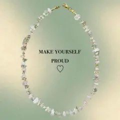 【ピンク×グリーン】ハンドメイドビーズネックレス 〈即日発送〉