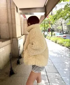 PINUE フード付きノーカラーコート アイボリー 白 Sサイズ - メルカリ