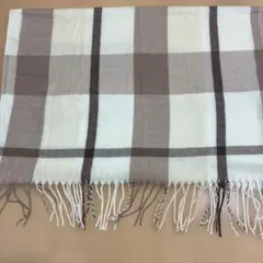 チェック柄フリンジ付きマフラー