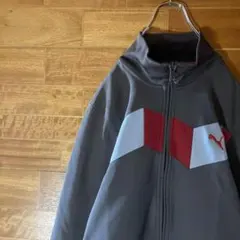 プーマ　トラックジャケット　ジャージ　刺繍ロゴ　背面刺繍　グレー　ハイネック