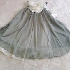 グレー シフォン ドレス フラワーモチーフ　140