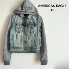 アメリカンイーグル　デニムジャケット フード付き　スウェット　グレー　XS