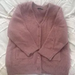 ピンク フワフワ カーディガン 長袖