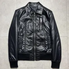 DOLCE&GABBANA ナイロン レザー ライダース ジャケット