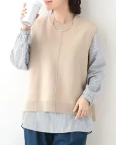 【未使用新品】ニットベスト＋フレアブラウス　セット商品　着回し自在　Lサイズ