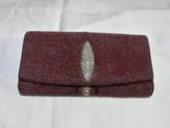 エイ革 レザー 長財布 ワインレッド