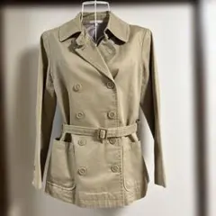 美品‼️ベージュ 春秋定番トレンチコート ベルト付き きれいめ サイズ2（M）