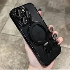 iPhone14promax ブラック クリア ケース レンズカバー ラスト♪