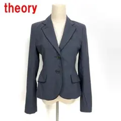 A6542 セオリー テーラードジャケット 綿 ストライプ 裏地あり グレー ２