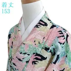 K46 袷 お召し物 着丈153cm 着物 化繊 洗える マルチカラー