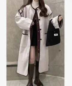 GRL グレイル ライナー付きパイピングノーカラーコート