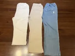 ズボン3点セット（白・ベージュ・青） 120