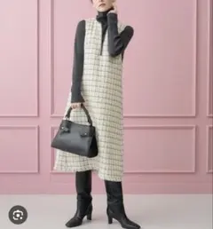 最終お値下げ アナイ　ホワイト チェック柄 　ジャンパースカート チェックツィードジャンパー スカート | ANAYI/アナイ | 三越