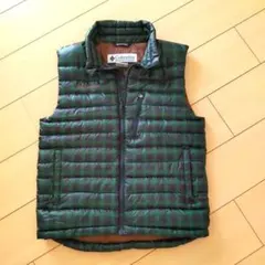 Columbia ダウンベスト チェック柄 メンズ XS（日本サイズS？）収納袋