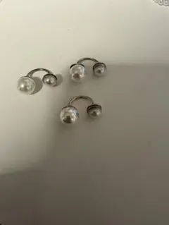 パール フープ型イヤリング 3点セット マグネットピアス