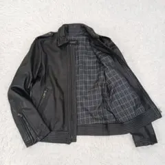 未使用級/L ブラックレーベルクレストブリッジ　ライダースジャケット　ラムレザー クレクトブリッジチェックプリントレザーライダース