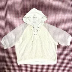 美品　axesfemmeアクシーズ アイボリー　フード付きレース 半袖パーカーのサムネイル