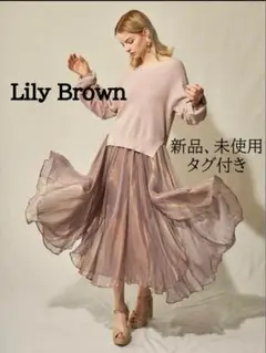 新品、未使用、タグ付きLily Brown 光沢シースルー フレアスカート