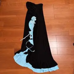 社交ダンス・ステージ衣装　黒ロングドレス　ベアトップワンピース