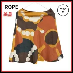 【美品】ロペ ROPE 膝丈 フレアスカート 総柄 M ミニスカート